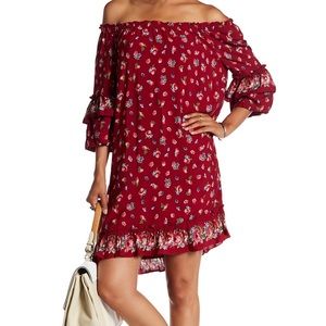 Red max studio off the shoulder dress
